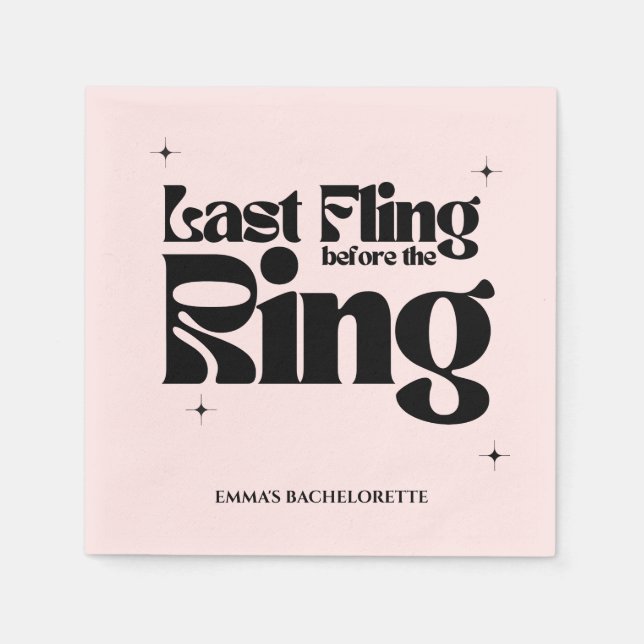 Last Fling Before the Ring Bachelorette Party Napkin (Front)