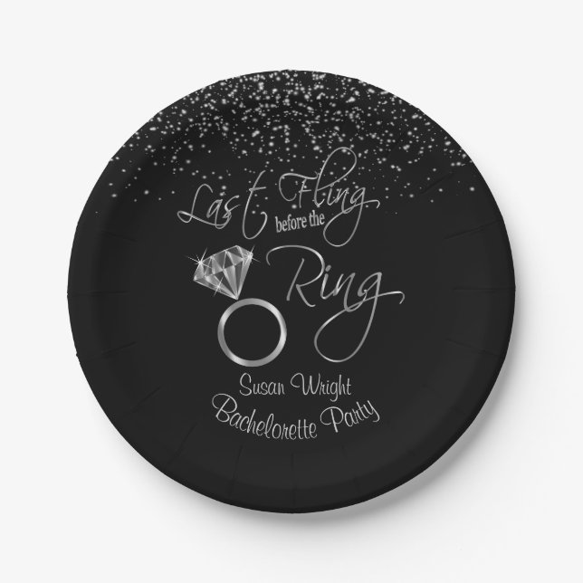 Last Fling Before the Ring Bachelorette - Silver Paper Plate (Front)