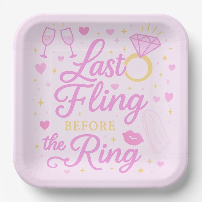Last Fling Before The Ring Napkins Paper Plate (Front)