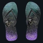 Last Fling Before the Ring - Purple & Teal Flip Flops<br><div class="desc">🥇AN ORIGINAL COPYRIGHT ART DESIGN by Donna Siegrist ONLY AVAILABLE ON ZAZZLE! Flip Flop Shoes ready for you to personalize. Matching products are available or you can just transfer the design to another product. If need be... you can delete all text and start fresh with your own text, colour and...</div>