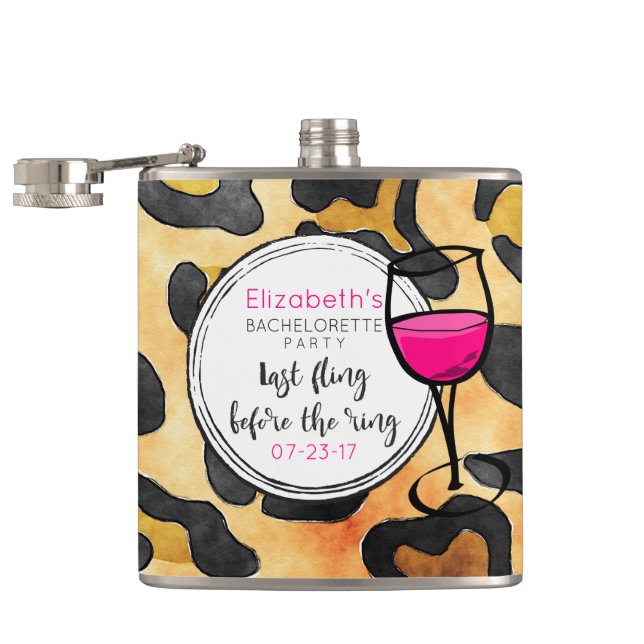 Last Fling Before The Ring Wild Bachelorette Hip Flask (Opened)