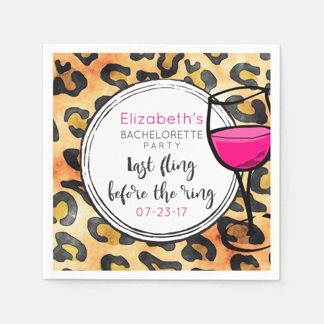 Last Fling Before The Ring Wild Bachelorette Party Napkin (Front)