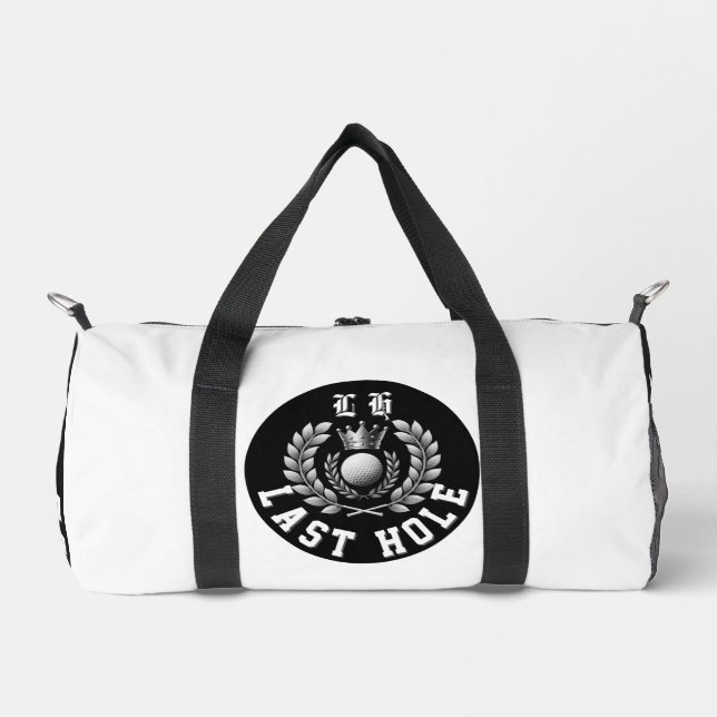 Last Hole Black & White Monogram Crest Duffle Bag (Front)
