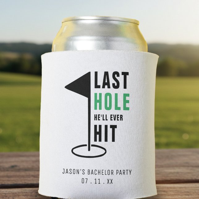 Last Hole Golf Bachelor Party White Can Cooler (Creator Uploaded)