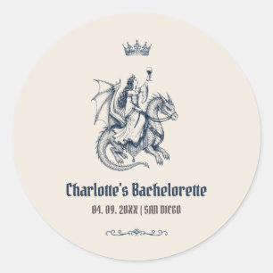 Last Knight Out Medieval Bachelorette Party Favor Classic Round Sticker