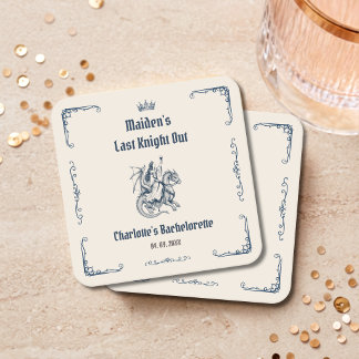 Last Knight Out Medieval Bachelorette Party Square Paper Coaster