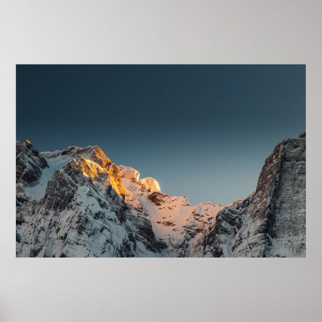 Last light before sunset on mountains poster (Front)