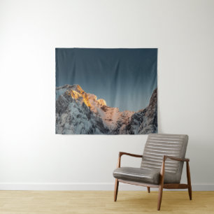 Last light before sunset on mountains tapestry