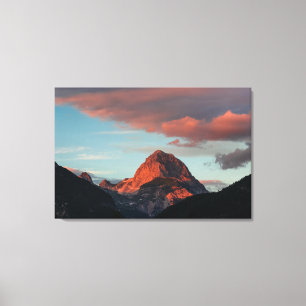 Last light of sun on mountain Mangart, Slovenia Canvas Print