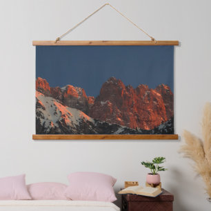 Last light of sun on mountains hanging tapestry