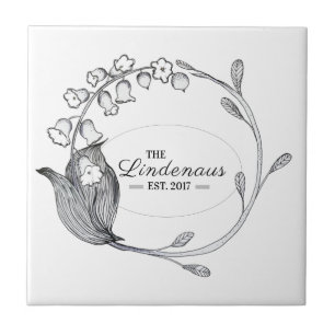 Last Name and Wedding year decorative custom Tile