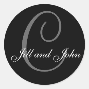 Last Name Initial C plus First Names Black Sticker