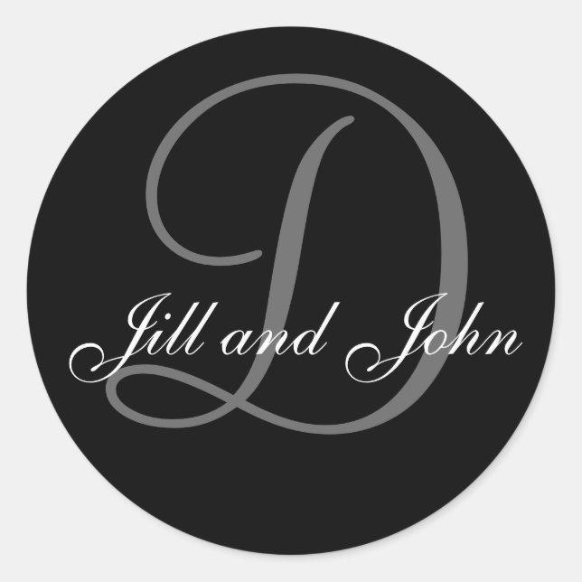 Last Name Initial D plus First Names Black Sticker (Front)