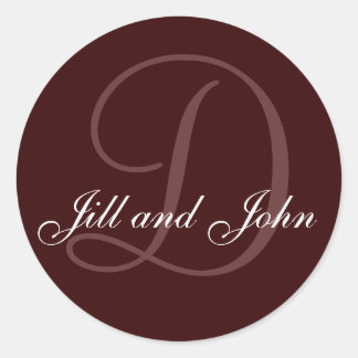 Last Name Initial D plus First Names Chocolate Classic Round Sticker