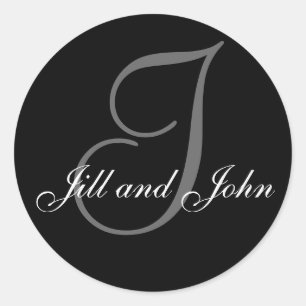 Last Name Initial I plus First Names Black Sticker