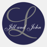 Last Name Initial L plus First Names Navy Sticker