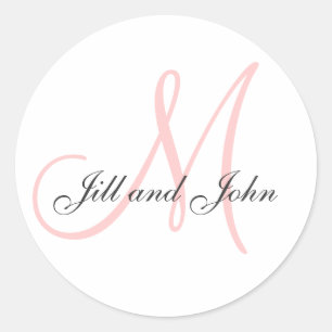 Last Name Initial plus First Names Pink Sticker