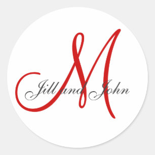 Last Name Initial plus First Names Red Sticker