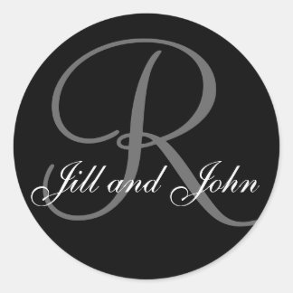 Last Name Initial R plus First Names Black Sticker