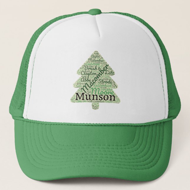 Last Names Tree Trucker Hat (Front)
