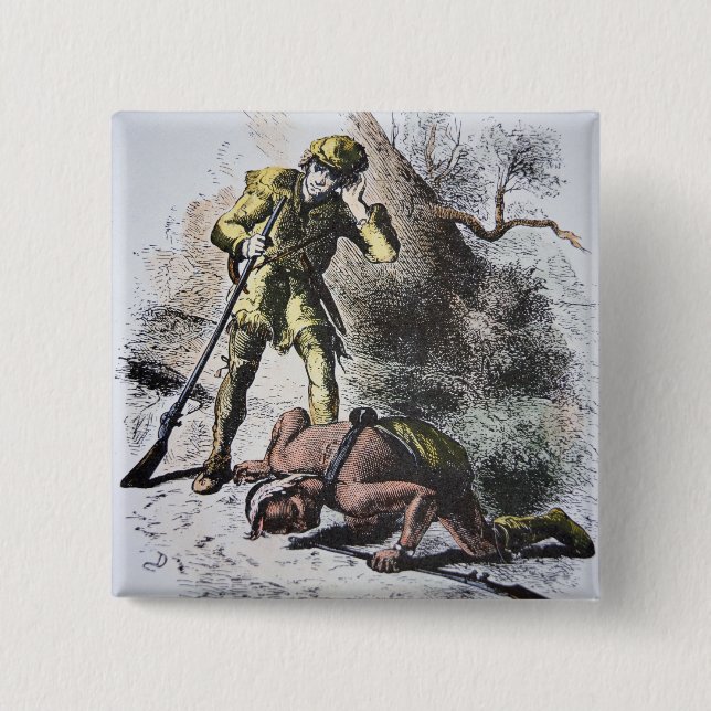 'Last of the Mohicans' by James Fenimore Cooper (1 2 Inch Square Button (Front)