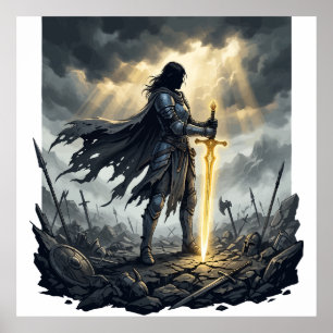 Last One Standing Dark Fantasy Warrior Epic Battle Poster