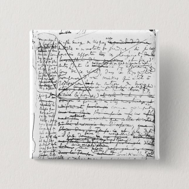 Last page of 'A la Recherche du Temps Perdu' 2 Inch Square Button (Front)