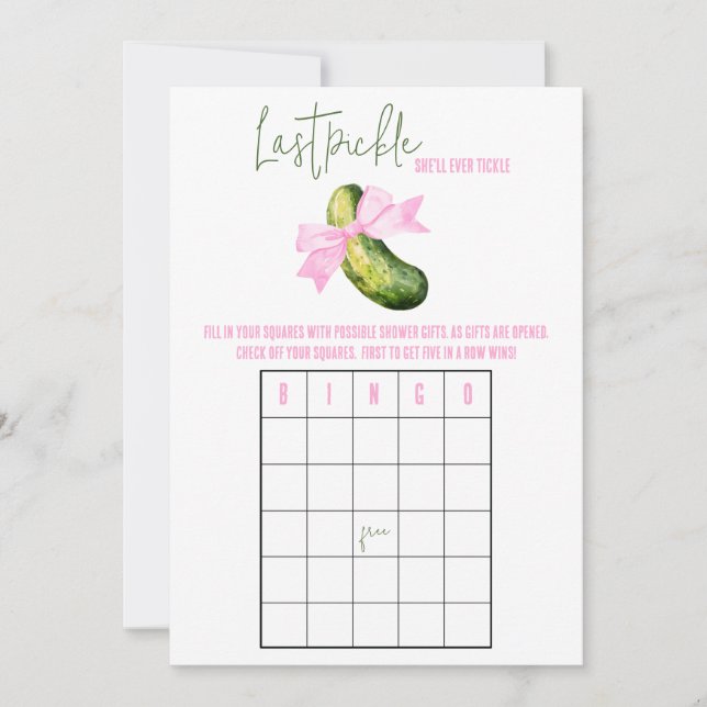 Last Pickle She'll Ever Tickle Bridal Shower BINGO Invitation (Front)