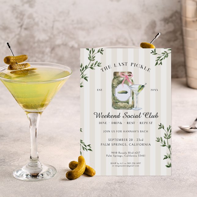 Last Pickle Social Club | Bachelorette Party Invitation (Creator Uploaded)
