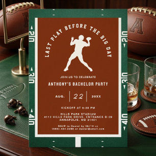 Last Play! Football Bachelor Party Invitation