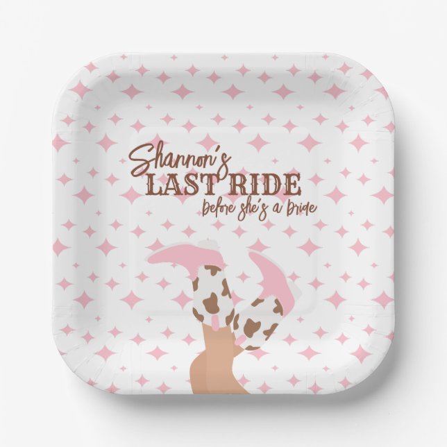 Last Ride Bachelorette Party Paper Plate (Front)