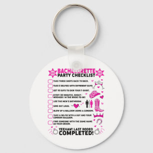 Last Rodeo Bachelorette Party Bride Western Cowgir Keychain