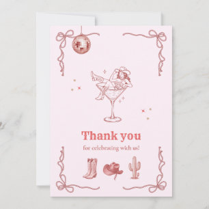 Last Rodeo Bachelorette Party Disco Cowgirl Bach Thank You Card