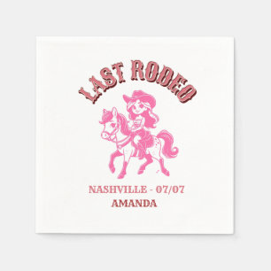 last rodeo bachelorette party pink horse napkin