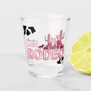 Last rodeo balloon font and cow print,cool party shot glass