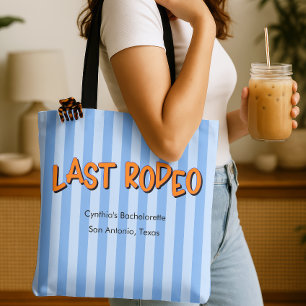 Last Rodeo Blue + Orange Bachelorette Cowgirl Tote Bag