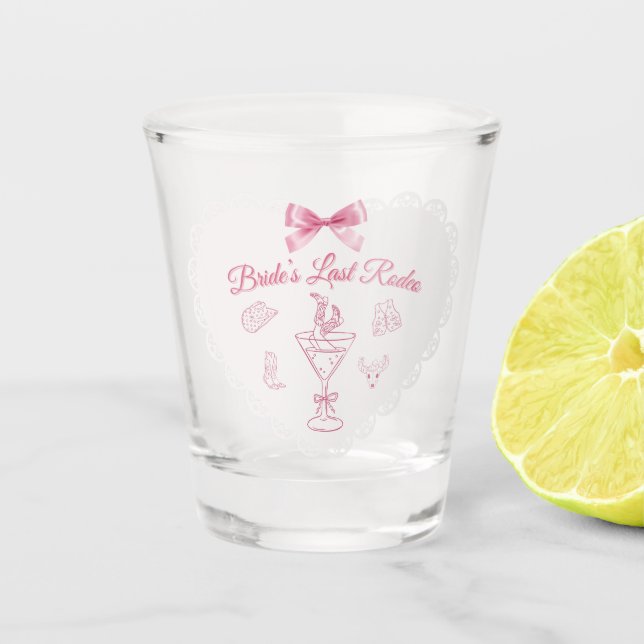 “Last Rodeo” Bride Tribe Western Bachelorette Shot Glass (Front)