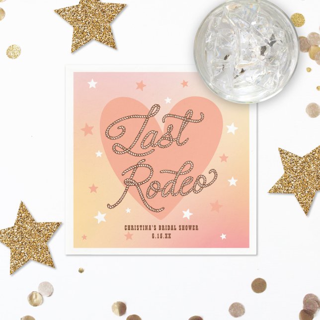 Last Rodeo Cowboy Boots Retro Heart Bridal Shower Napkin (Creator Uploaded)