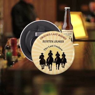 Last Rodeo Cowboys Sunset Groom's Name Bachelor Bottle Opener