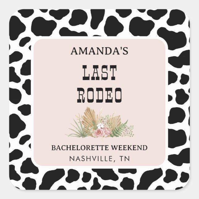 Last Rodeo Cowgirl Bachelorette Envelope Seals (Front)
