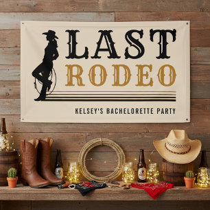 Last Rodeo Cowgirl Bachelorette Party Tan Brown Banner