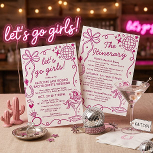 Last Rodeo Cowgirl Bachelorette Weekend Itinerary Invitation