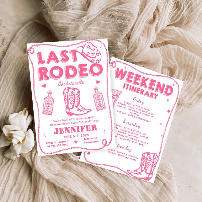 Last Rodeo Cowgirl Bachelorette Weekend Itinerary Invitation (Creator Uploaded)