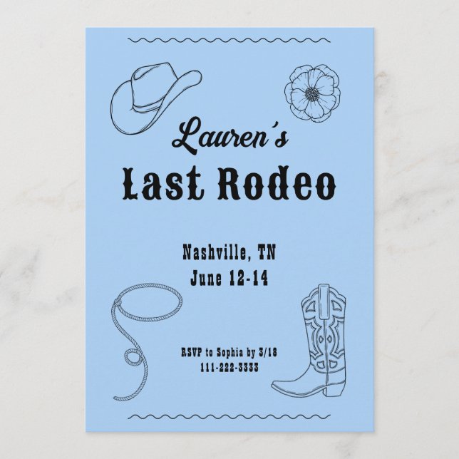 Last Rodeo Cowgirl Western Bachelorette Invitation (Front)