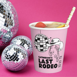 Last Rodeo Disco Cowgirl Bachelorette Party  Paper Cups