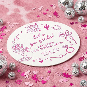 Last Rodeo Disco Cowgirl Bachelorette Party Round Paper Coaster