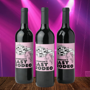 Last Rodeo Disco Cowgirl Bachelorette Party Wine Label