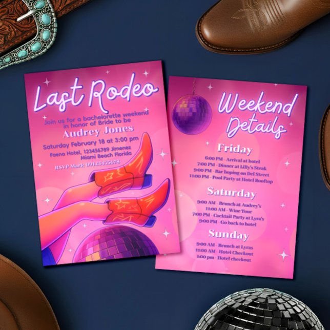 Last Rodeo - Disco Cowgirl Bachelorette Weekend Invitation (Last Rodeo - Disco Cowgirl Bachelorette Weekend Invitation)