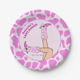 Last Rodeo Pink Cowgirl Bridal Shower Party Paper Plate