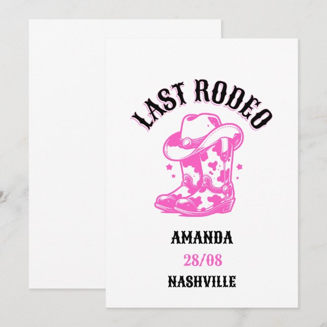last rodeo pink cowgirl invitation (Front/Back)